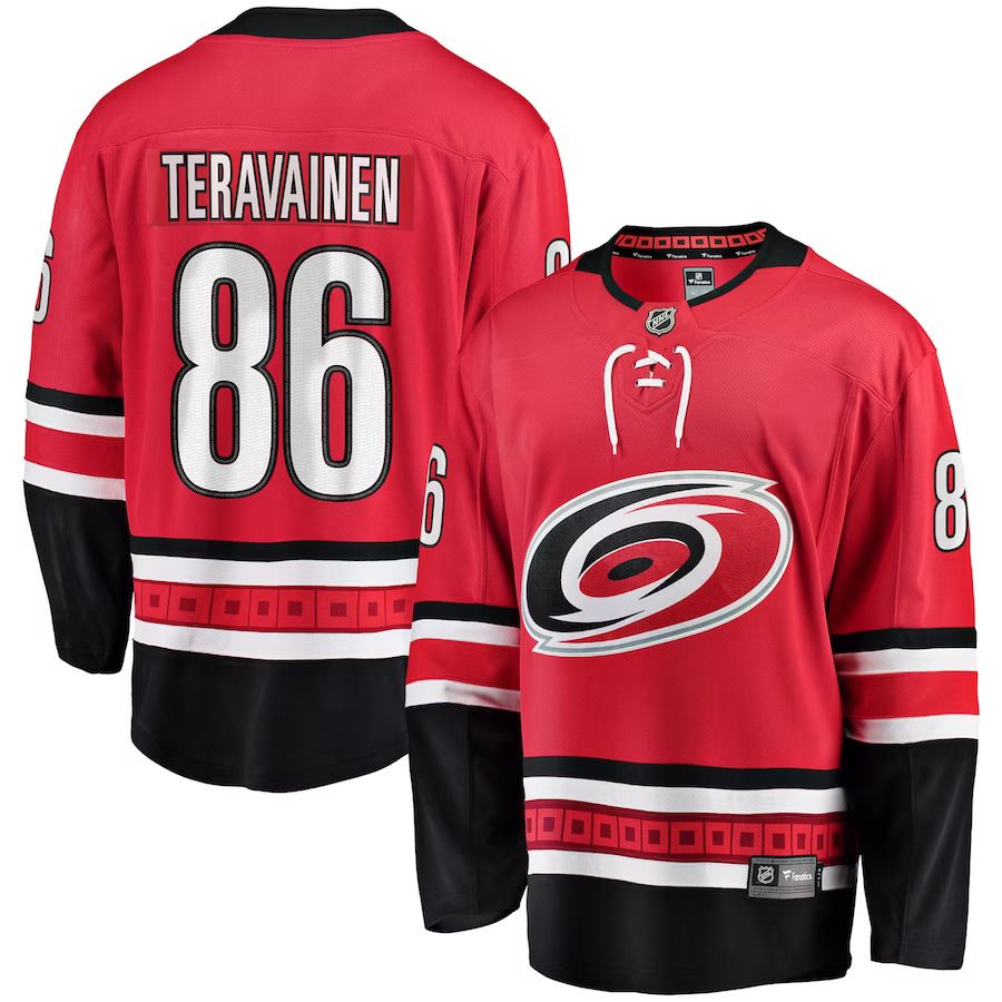Men Carolina Hurricanes #86 Teuvo Teravainen Fanatics Branded Red Breakaway Player NHL Jersey